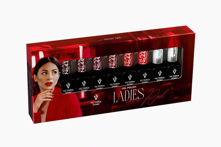 8 PACK VICTORIA VYNN - GEL POLISH Ladies Love Red + GEL POLISH TOP Matte 8 ml + GEL POLISH TOP Oh! My Gloss 8 ml - Elegance Beauty Suisse