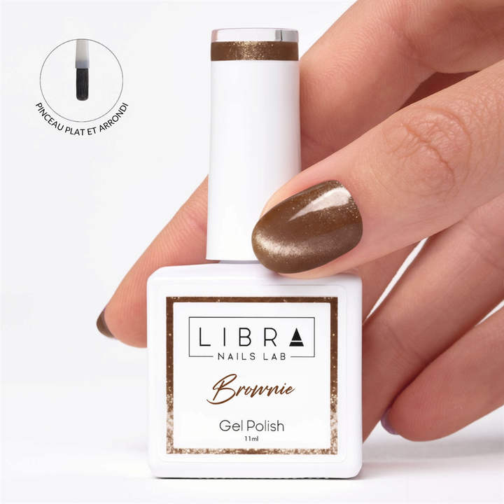 Brownie – vernis semi-permanent Cat Eye brun chocolat 11 ml, Libra Nails Lab – Elegance Beauty Suisse