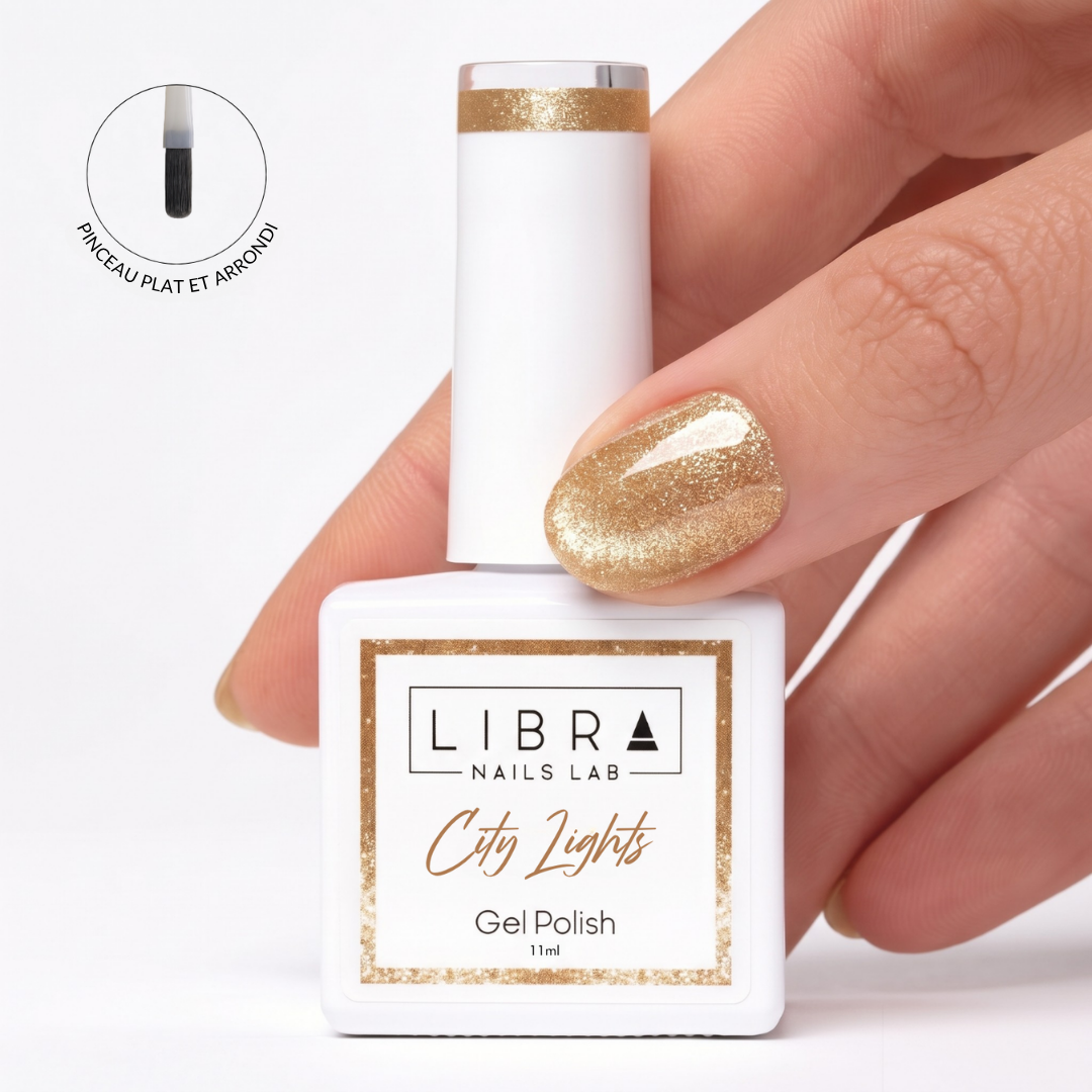City Lights – vernis semi-permanent Cat Eye or champagne 11 ml, Libra Nails Lab – Elegance Beauty Suisse