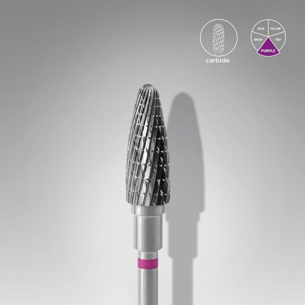Carbide Nail Drill Bit, "Corn" purple, Diameter 5 Mm / Working Part 13 Mm - Elegance Beauty Suisse