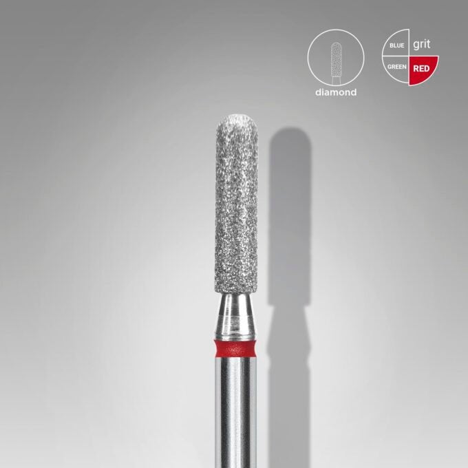 Diamond Nail Drill Bit, Rounded "Cylinder", Red, Head Diameter 2.3 Mm, Working Part 6.5 - Elegance Beauty Suisse