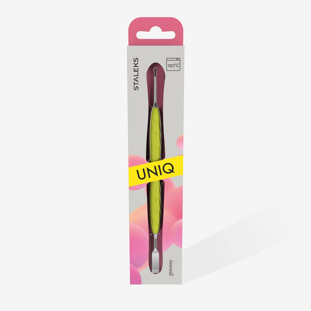 Pousse De Manucure avec manche en silicone jaune "Gummy" UNIQ 11 TYPE 1 - Elegance Beauty Suisse