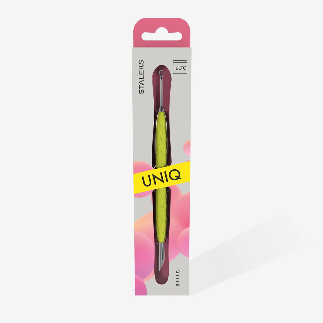 Pousse De Manucure avec manche en silicone jaune "Gummy" UNIQ 11 TYPE 2 - Elegance Beauty Suisse