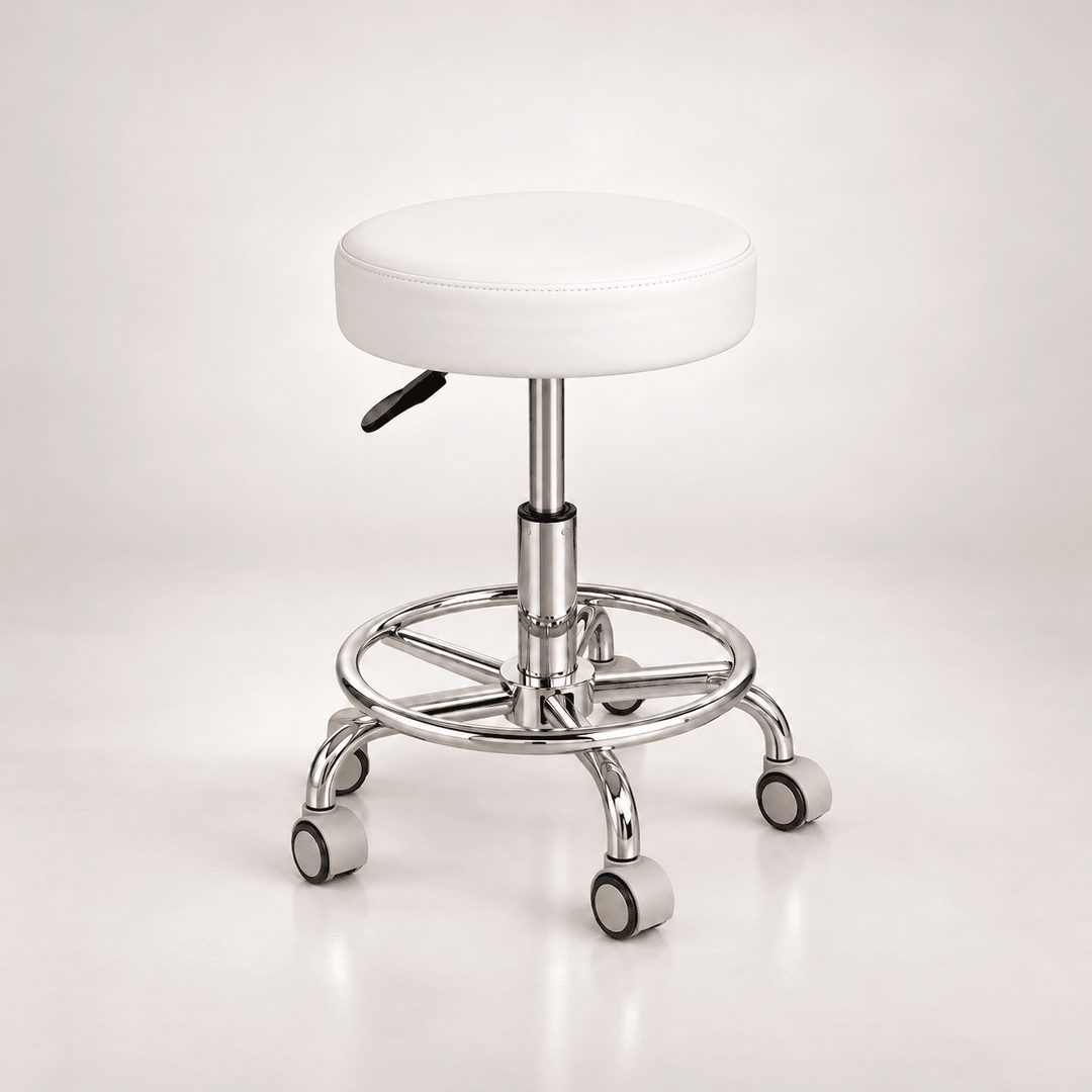 Tabouret sur Roulettes Blanc — Assise Droite - Elegance Beauty Suisse