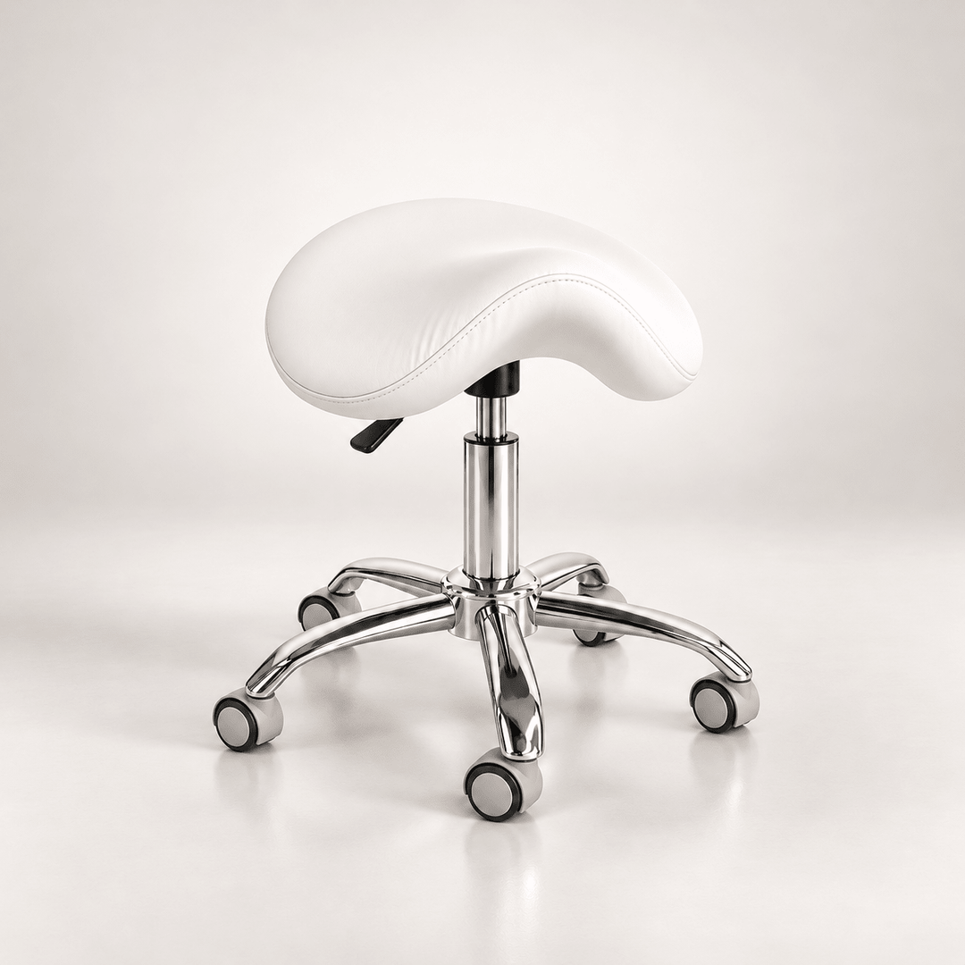 Tabouret sur Roulettes Blanc — Selle de Cheval - Elegance Beauty Suisse