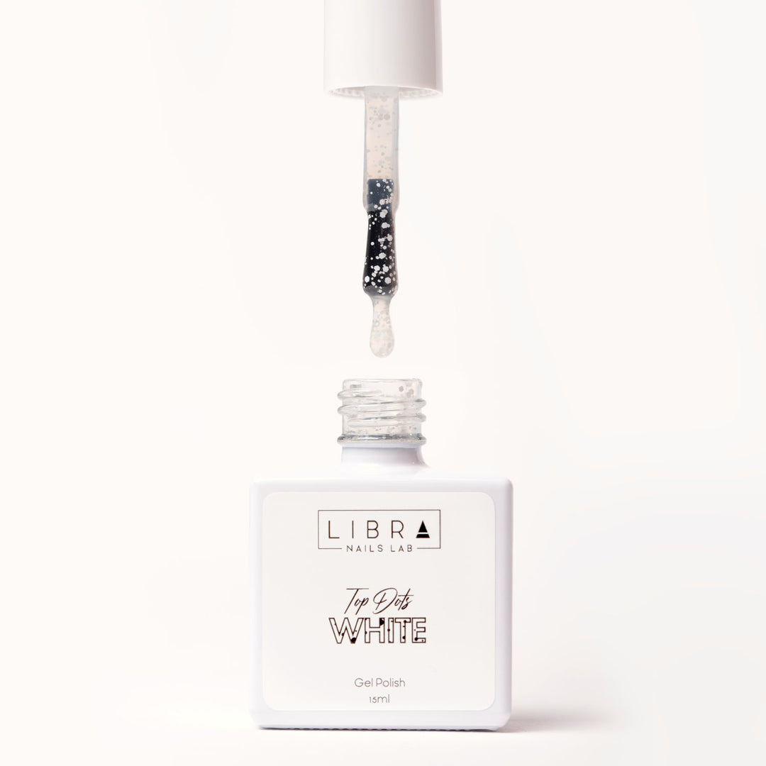 Top Dots White - Glossy Top with White Pois 15ml HEMA/TPO free - Elegance Beauty Suisse