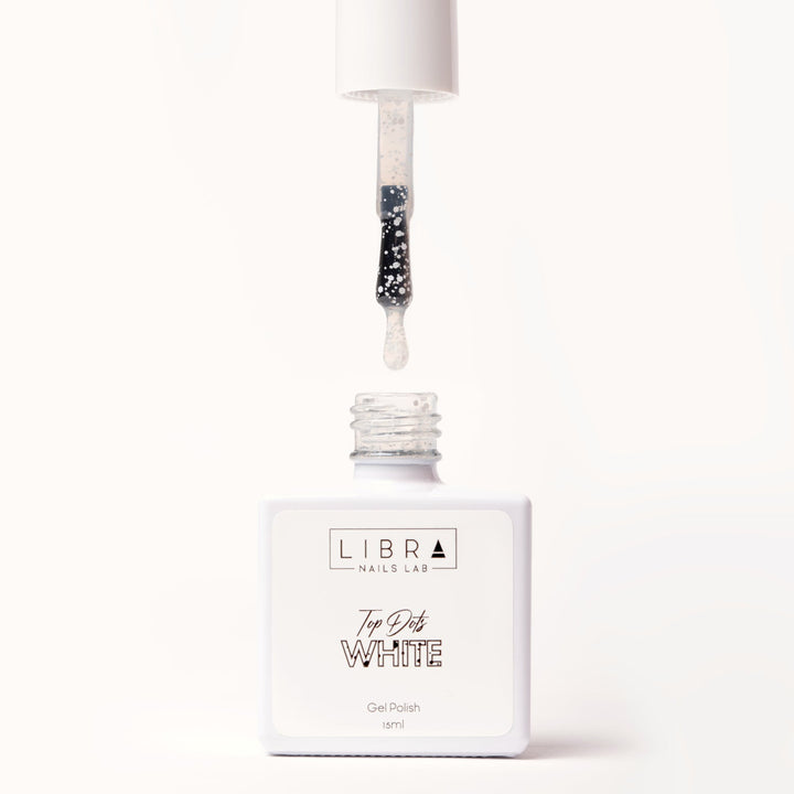 Top Dots White - Glossy Top with White Pois 15ml HEMA/TPO free - Elegance Beauty Suisse