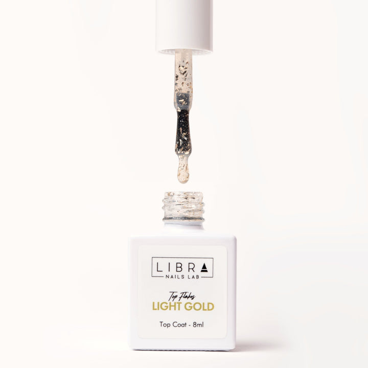 Top Flakes Light Gold - HEMA FREE Glossy Top Coat with Light Gold Flakes 15ml - Elegance Beauty Suisse