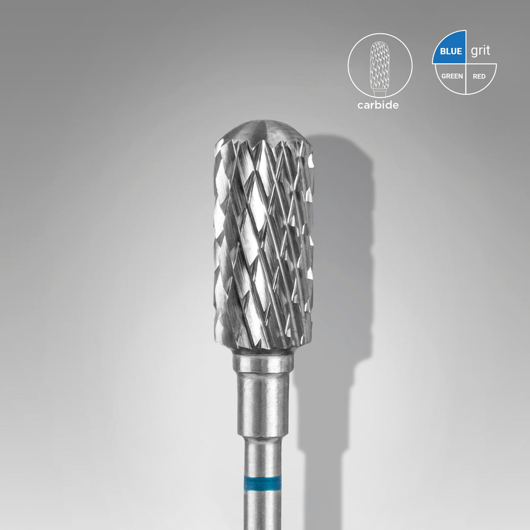 Carbide Nail Drill Bit, Safe Rounded "Cylinder", Blue, Head Diameter 6 Mm / Working Part 14 Mm - Elegance Beauty