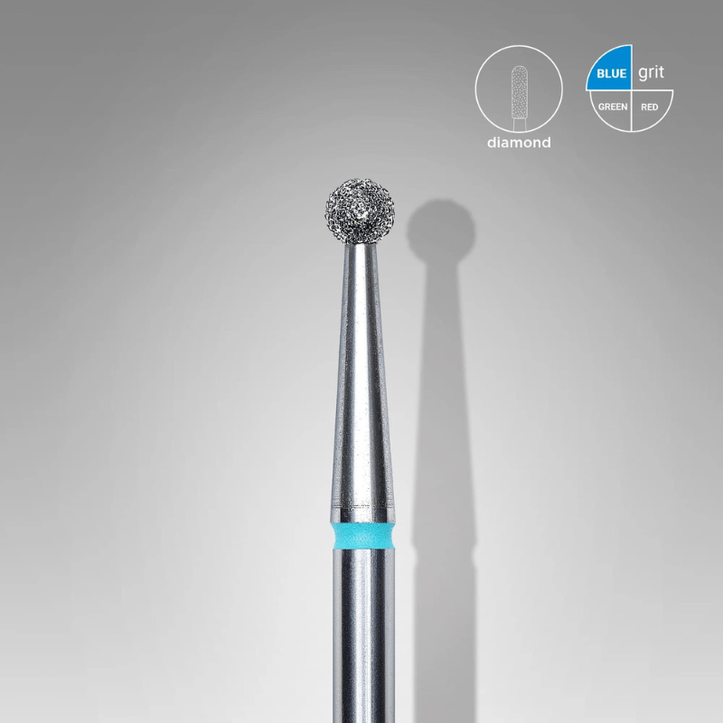 Diamond Nail Drill Bit, "Ball", Blue, Head Diameter 2,5 Mm - Elegance Beauty