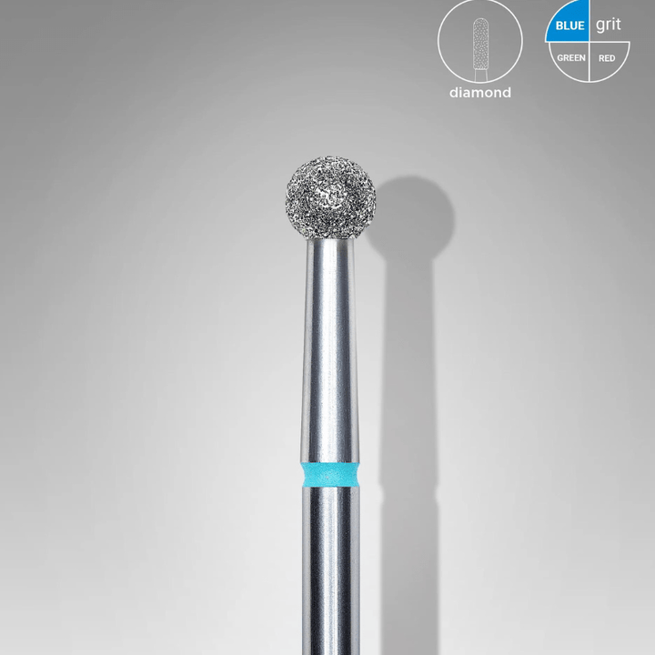 Diamond Nail Drill Bit, "Ball", Blue, Head Diameter 3,5 Mm - Elegance Beauty