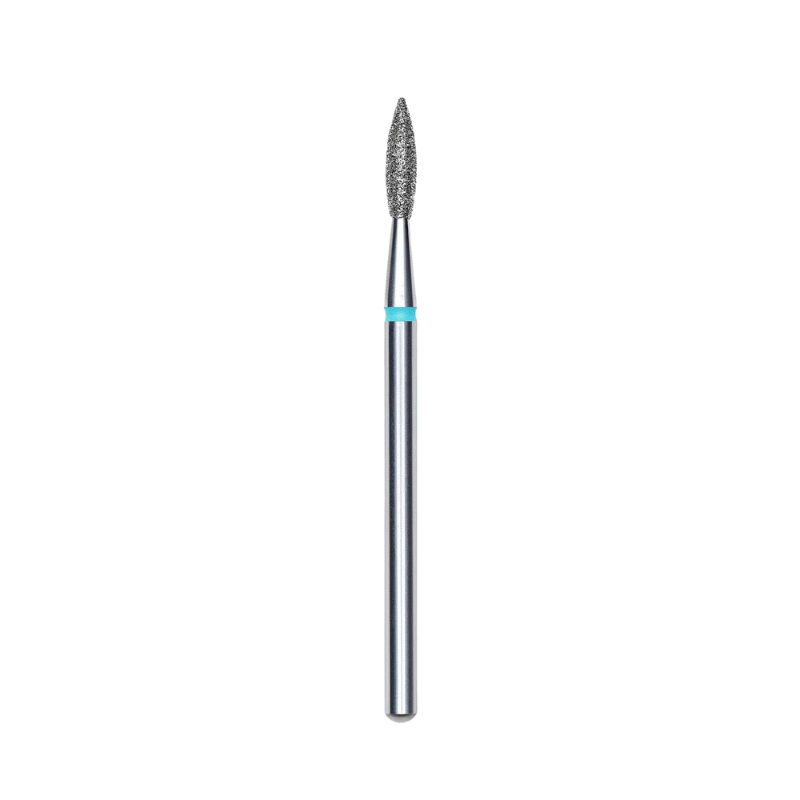 Diamond Nail Drill Bit, Pointed "Flame", Blue, Head Diameter 2.1 Mm, Working Part 8 Mm - Elegance Beauty