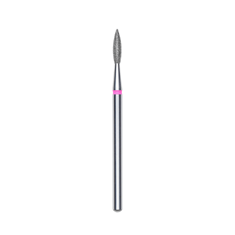 Diamond Nail Drill Bit, Pointed "Flame", Red, Head Diameter 2.1 Mm, Working Part 8 Mm - Elegance Beauty
