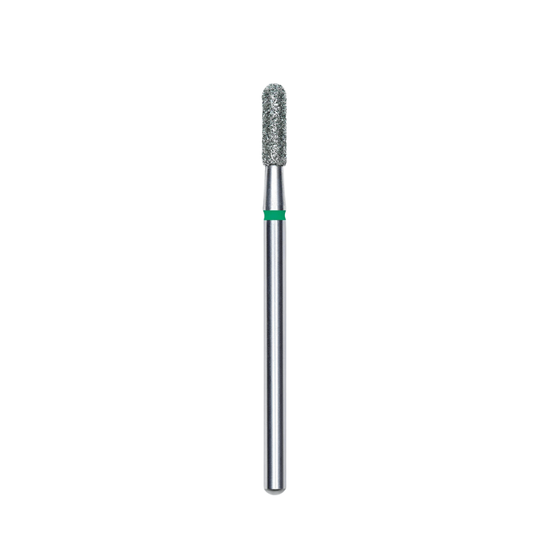 Diamond Nail Drill Bit, Rounded "Cylinder", Green, Head Diameter 2.3 Mm, Working Part 8 Mm - Elegance Beauty