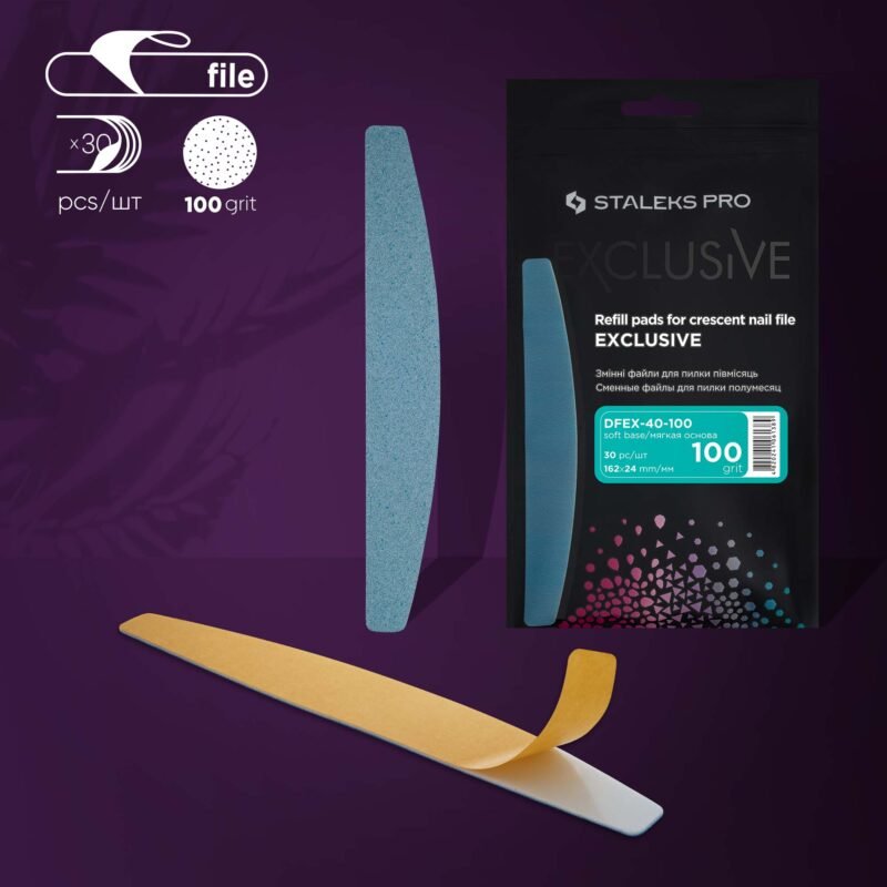 Disposable Files For Crescent Nail File 100 Grit (Soft Base) EXCLUSIVE 40 (30 Pcs) - Elegance Beauty