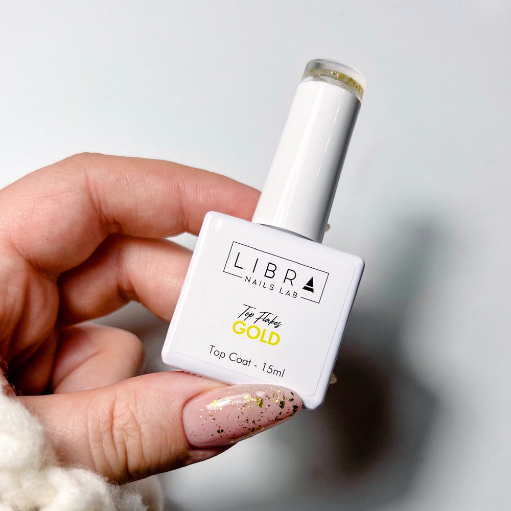 Top Flakes Gold - HEMA FREE Glossy Top with Gold Flakes - Elegance Beauty