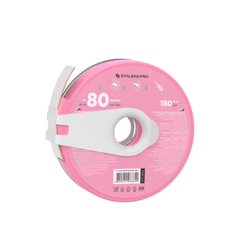 White disposable abrasive tape papmAm EXPERT in a plastic case STALEKS PRO 180 grit - Elegance Beauty