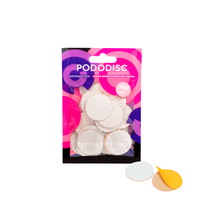 White refill pads for pedicure disc Pododisc Staleks Pro L, 180 grit (50 pc) - Elegance Beauty
