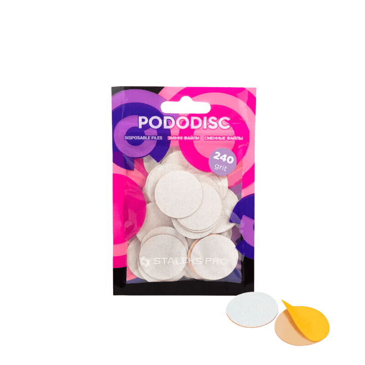 White refill pads for pedicure disc Pododisc Staleks Pro L, 240 grit (50 pc) - Elegance Beauty