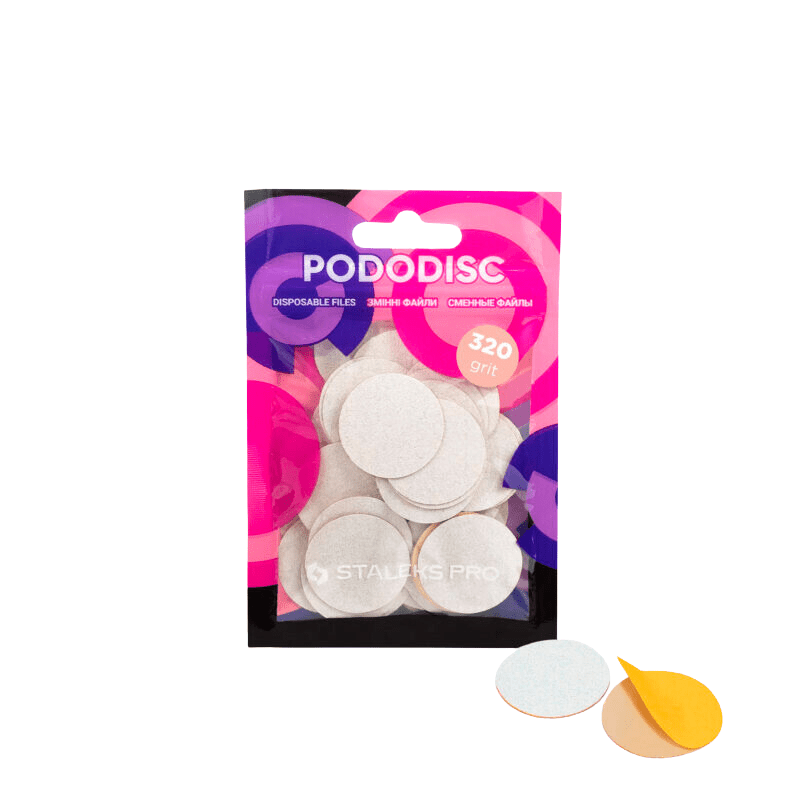White refill pads for pedicure disc Pododisc Staleks Pro L, 320 grit (50 pc) - Elegance Beauty